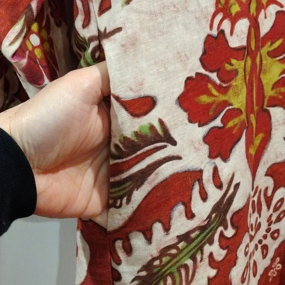 Zara Linen Blend Resort Set Printed Wide Leg Pants XL Tunic Dress M/L Boho - Picture 7 of 17